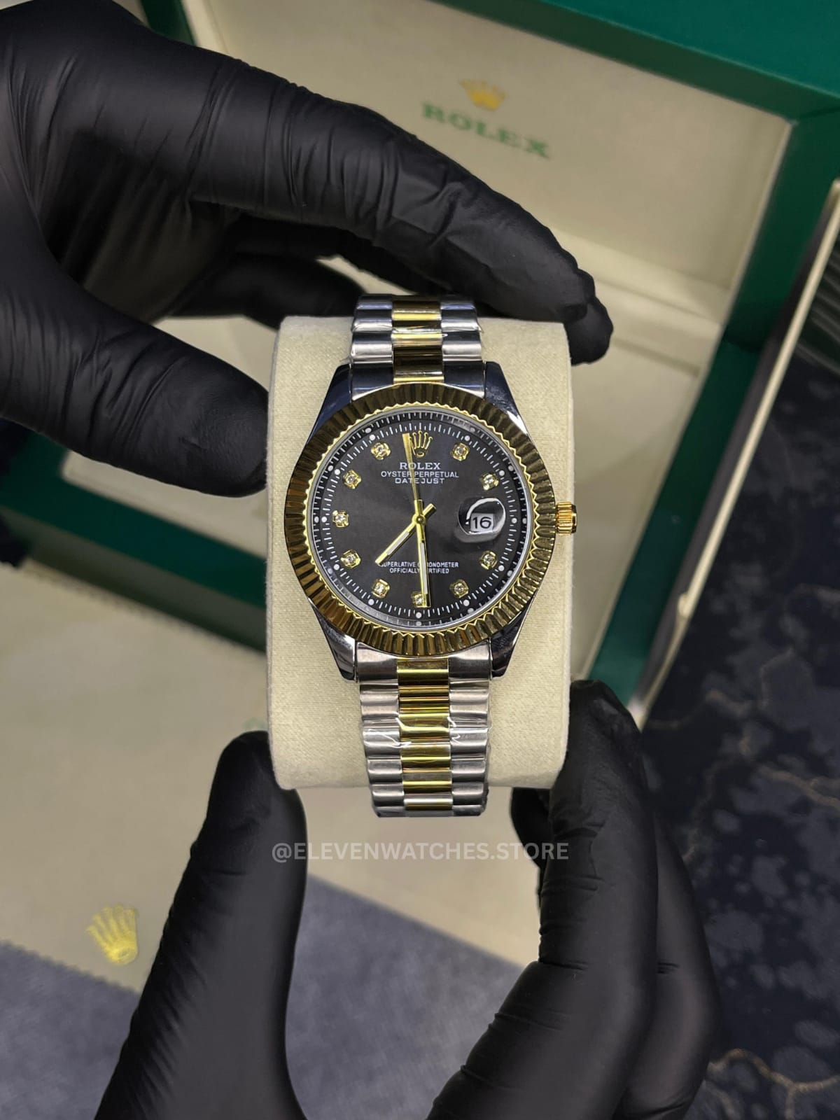 Rolex Oyster Perpetual | Date Just | Master Quality | Two Tone Chain | Black Dial