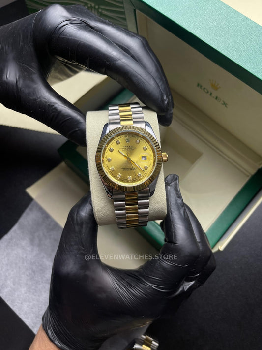 Rolex Oyster Perpetual | Date Just | Master Quality | Two tone Chain | Gold Dial