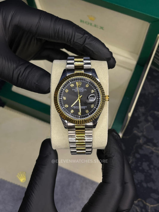 Rolex Oyster Perpetual | Date Just | Master Quality | Two Tone Chain | Black Dial