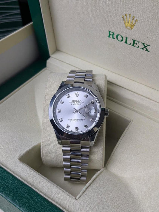 Rolex Oyster Perpetual | Date Just | Master Quality| Stainless Steel | Silver White - My Store