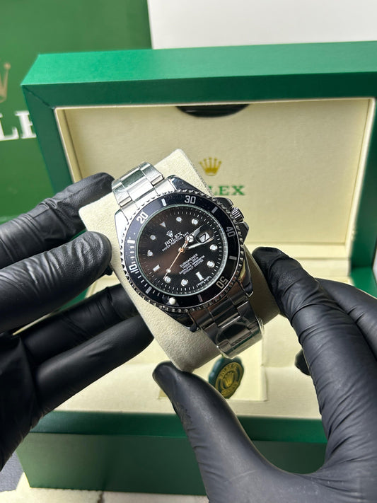 Rolex Submariner | Date Just | Silver Black | Quartz Movement | Master Quality
