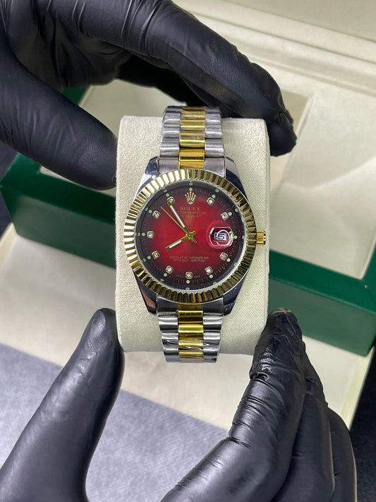 Rolex Oyster Perpetual | Two Tone Red | High quality | Master Chain Lock - My Store
